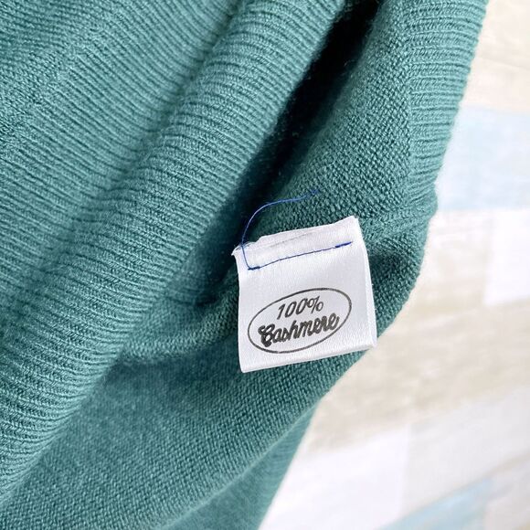 POLO Ralph Lauren Pure Cashmere Sweater Green Golf Shield Logo Vintage Mens XL - Picture 8 of 8